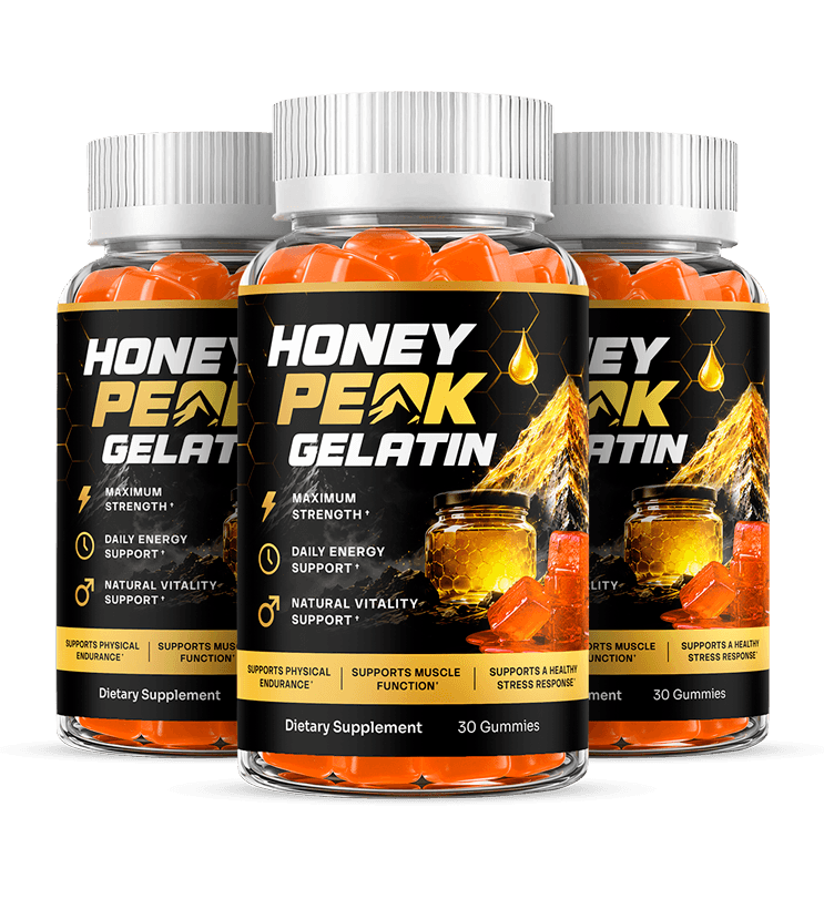 Honey Peak Gelatin 3-bottle package — premium male wellness supplement